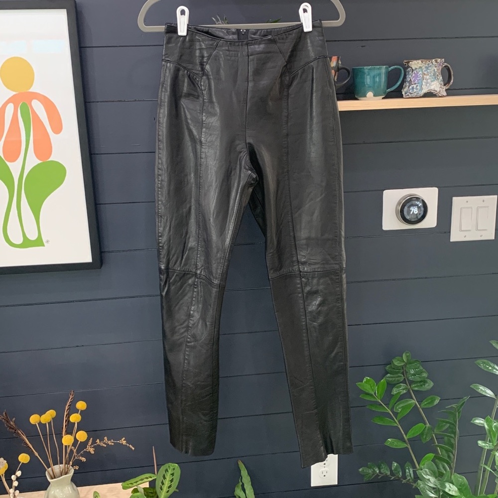 Vintage High Rise Genuine Leather Pants